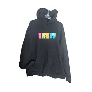Inaka Power Pullover Hoodie Black Multicolor Logo Sz 2XL Neon